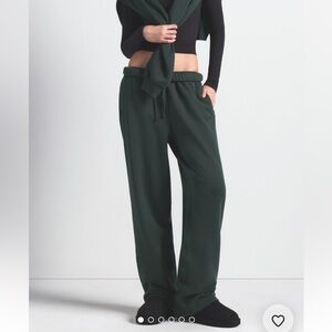 NWT SKIMS Cotton Fleece Classic Straight Leg Pant in Spruce Size Medium